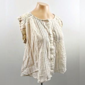 Rachel Zoe Boho Top Embroidered Peasant Button Down Size Medium